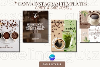 design aesthetic canva instagram post templates for coffee shops and cafes