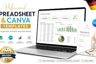 create professional spreadsheets and custom canva templates for business