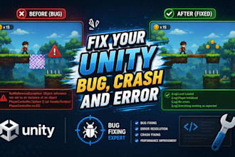 fix any unity bug, crash, or build error in your unity game