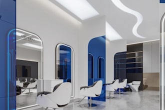 renovate3d hair salon interior,furniture layout,beauty parlour,spa layout render