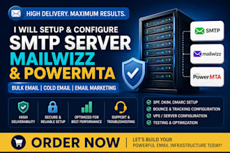 setup smtp server, sendy acelle, mailwizz, powermta for bulk and cold email