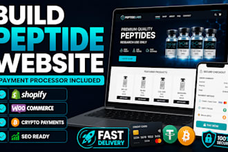 build ruo peptide website with payment processor, iptv business