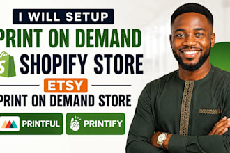 setup print on demand shopify store etsy print on demand store printful printify