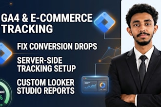 fix or set up ga4 ecommerce tracking via gtm and looker studio dashboard