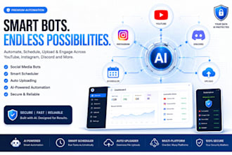 build youtube bot, instagram bot, discord bot, scheduler bot, uploading bot