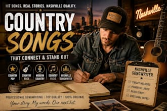 record professional male country vocals for your original country song