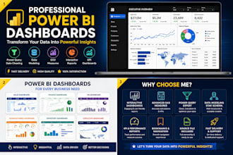 create professional power bi dashboards, reports, dax and power query