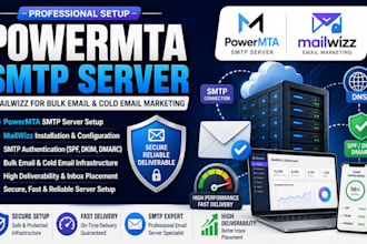 setup powermta SMTP server, mailwizz for bulk email, cold email marketing