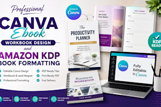 design editable canva ebook, ebook, workbook and amazon KDP book formatting