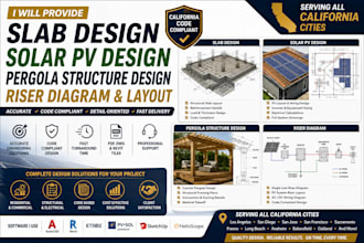 provide slab design solar pv california pergola structure design riser diagram