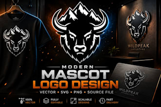 modern mascot logo for sports, gym, outdoor and fitness brands
