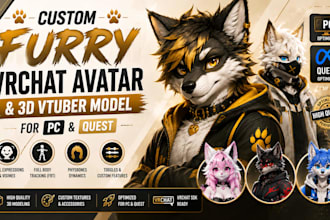 design a custom vrchat furry avatar with full body tracking