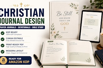 design and format christian prayer journal, devotional and bible study