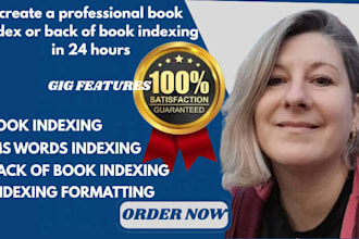 create a professional book index or back of book indexing in 24 hours