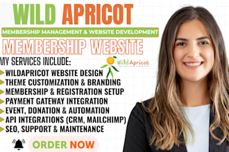 design wild apricot membership website, wild apricot website and event website