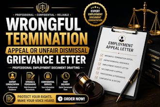 draft a wrongful termination appeal or unfair dismissal grievance letter