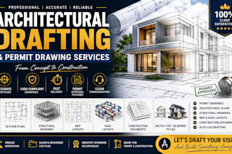 do permit drawing, structural drawing, mep, hvac drawing, autocad 2d floor plan