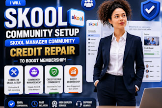 skool community setup, skool manager community credit repair to boost membership