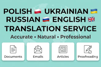 translate from english to polish, ukrainian and russian