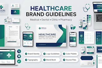 design medical, dental, clinic, phamarcy branding, healthcare brand guidelines