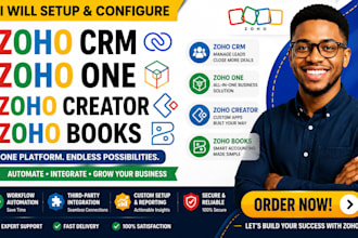 setup zoho CRM, zoho one, zoho creator and zoho books