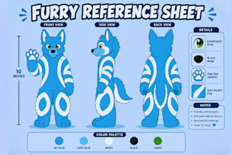 design custom plushie reference sheet stuffed animal furry character sheet
