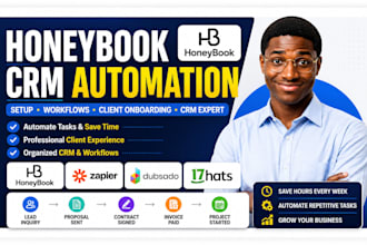 setup honeybook CRM automation, dubsado client onboarding, 17hats CRM expert
