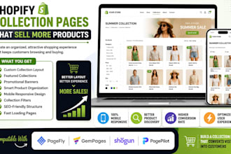 build custom shopify collection pages using pagefly or gempages