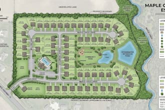 create site plan, property map, real estate and campus map illustration