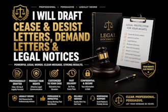 draft cease and desist letters, demand letters, and legal notices
