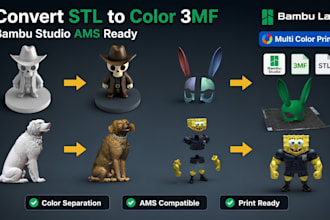 color 3d model convert stl to 3mf file split parts for ams bambu studio printing