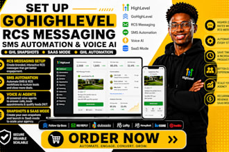 set up gohighlevel rcs messaging sms automation ghl snapshot voice ai saas mode