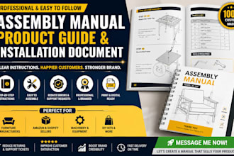 create assembly manual, product guide and installation document for manufacturer