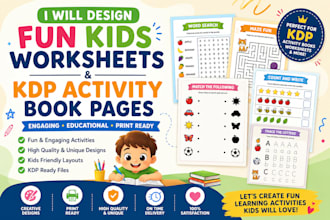 design fun kids worksheets and KDP activity book pages