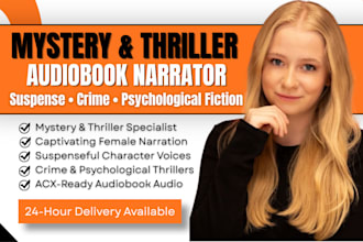 record your mystery female voiceover thriller audiobook narrator for amazon acx