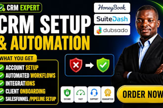setup, automate your honeybook crm, vcita ,dubsado, suitedash, bitrix24, ghl crm