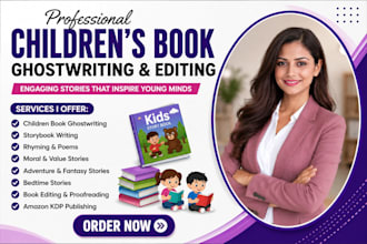 ghostwrite edit and illustrate children story book kids moral book ebook editing