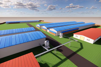 design cgi 3d poultry farm, poultry layout, broiler farm and chicken house