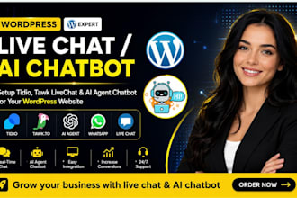 setup tidio, tawk livechat ai agent chatbot for wordpress website redesign