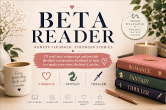 beta read your romance, fantasy and thriller novel