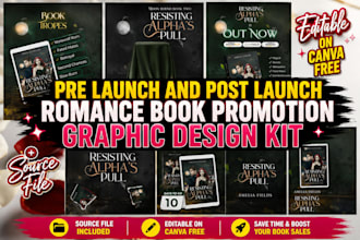 design your romance book launch graphic kit, romance book marketing graphics