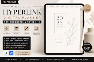 design a minimalist hyperlink digital planner for goodnotes and notability