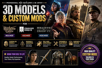 develop 3d model and custom mods for baldurs gate iii mod bg3 and ck3 mod