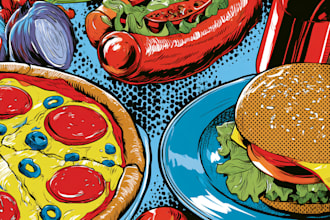 make a food pop art illustration