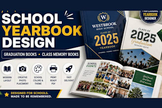 design modern school yearbooks, graduation books, and class memory books