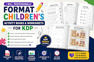 format childrens activity books and worksheets for KDP