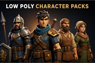 create low poly npc, crowd, and background 3d character packs for your game
