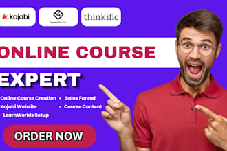 create online course content for thinkific learnworlds and kajabi website