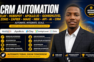 crm automation clay hubspot apollo io gohighlevel zoho zapier make n8n ai CRM
