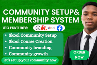 do skool community setup, setup course and membership system